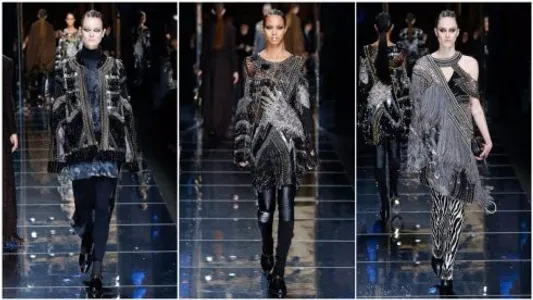 Những thiết kế đính kim loại và pha lê cầu kỳ đặc trưng của Balmain