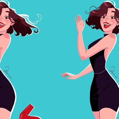 hai cô gái đang vui mừng nhập tiệc