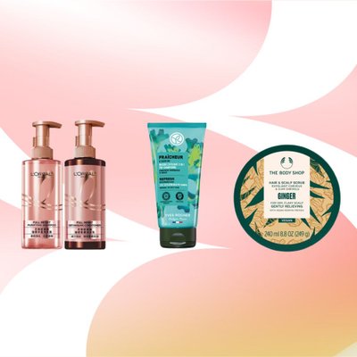 Sản phẩm giảm rụng tóc: dầu gội xả L'Oreal Paris Elseve, tẩy tế bào chết da đầu Yves Rocher và The Body Shop