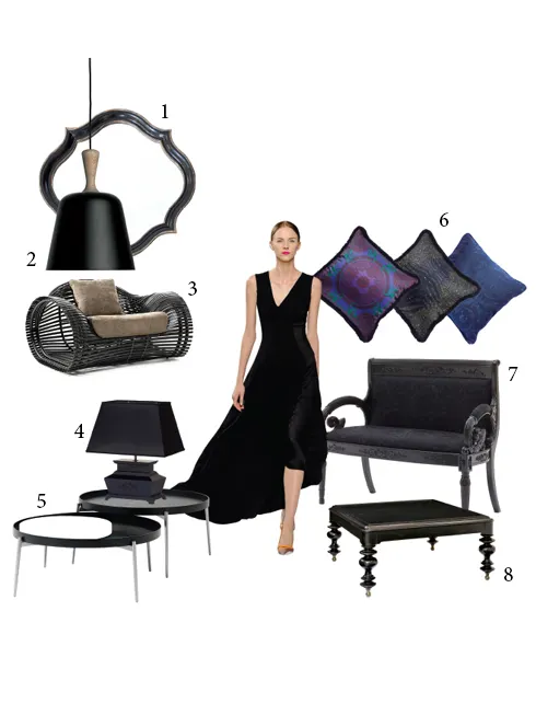 BST Dior Resort 2014: 1.Gương Accent Caracole Furnishing 29.171.000VNĐ - 2.Đèn treo Handle Me kim loại BoConcept 6.790.000VNĐ 3.Sofa dây nhựa giả tre, khung nhôm, nệm chống thấm dùng ngoài trời ATC Craft 5.500.000VNĐ - 4.Đèn bệ đá đen Versace - 5.Bộ bàn và khay coffee sơn mài, chân thép BoConcept 23.270.000VNĐ - 6.Gối sofa bằng lụa Versace - 7.Ghế Versace - 8.Bàn nước End Caracole Furnishing 29.171.000VNĐ