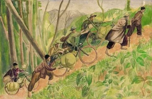 Chất liệu mà họa sĩ Văn Giáo xử lý nhuần nhuyễn nhất chính là bột màu. 