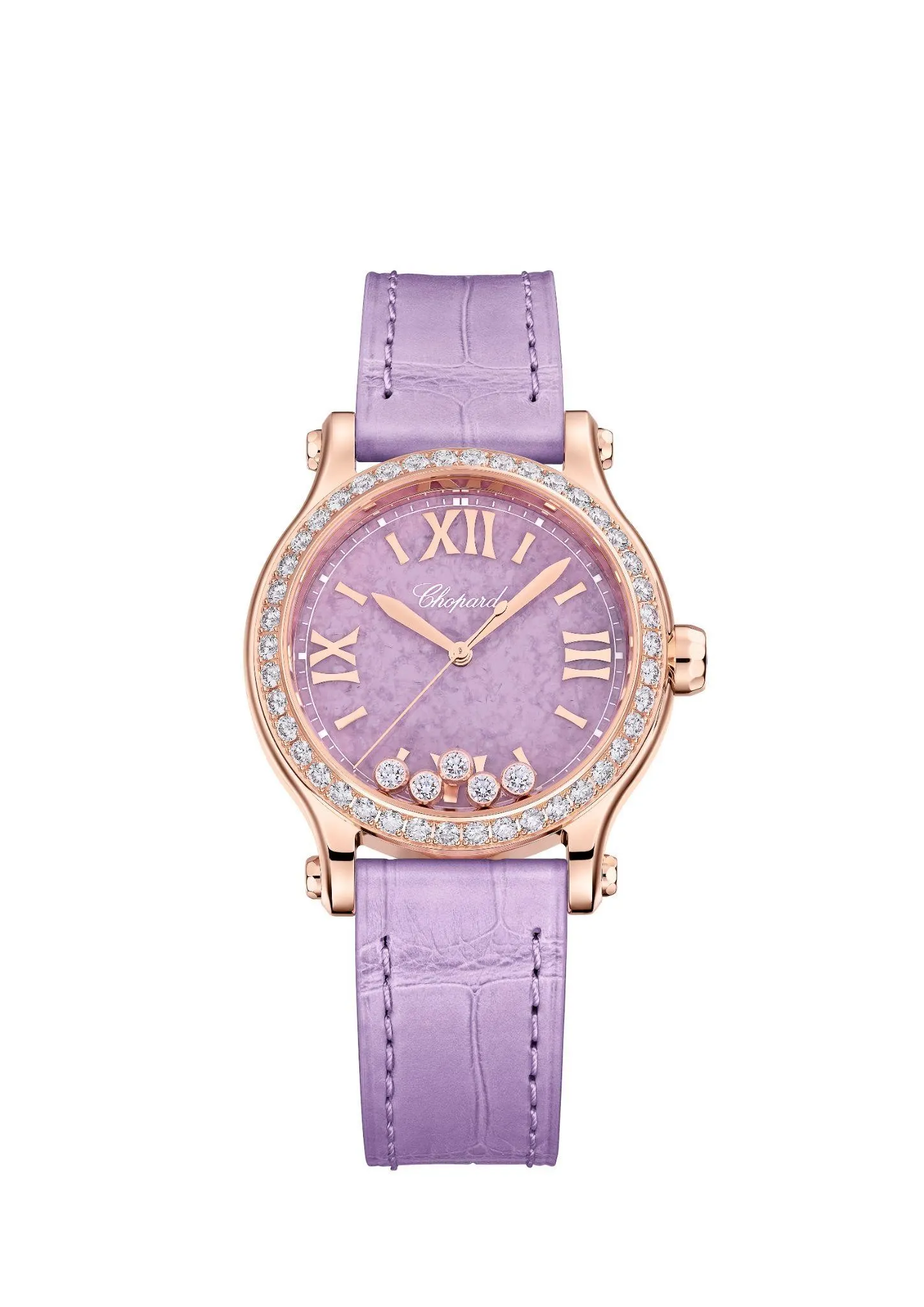 Happy Sport 33 mm
mặt số đá lepidolite
màu tím oải hương.