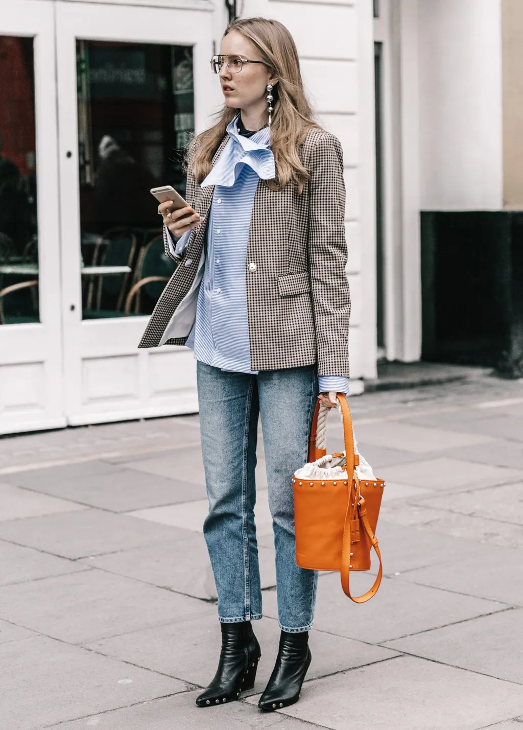 Áo khoác blazer kẻ caro 2