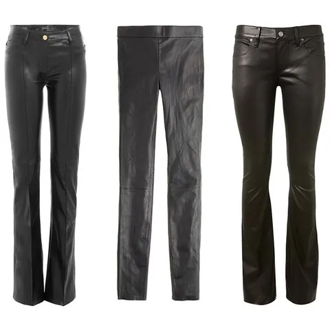 Quần da skinnny Jitrois (stylebop.com)  Quần da legging J.Crew (jcrew.com)  Quần da RtA (montaignemarket.com)