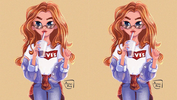 Hai cô gái tóc dài nhuộm cam đứng cạnh nhau