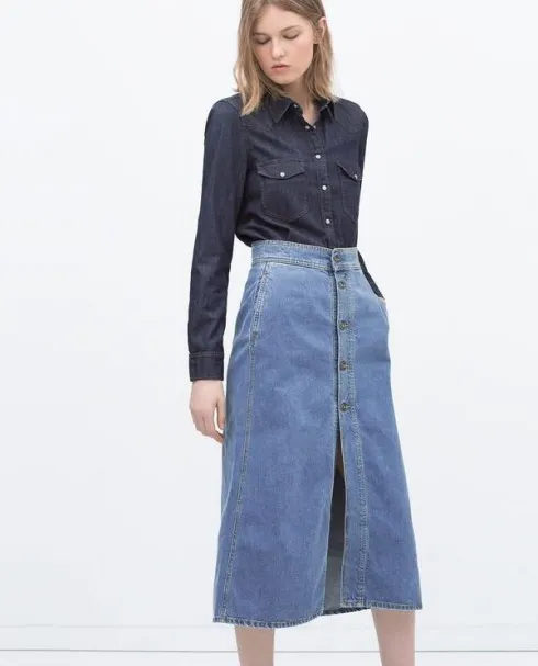 Chân váy Midi Jeans là một món đồ không thể không có trong tù đồ của các cô nàng yêu thời trang