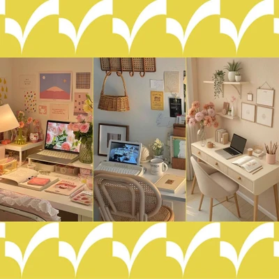 Bàn làm việc trang trí theo phong cách aesthetic