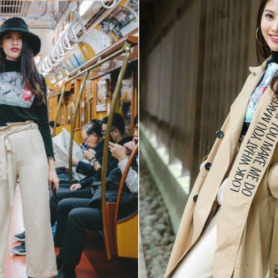 Quỳnh Châu nổi bật với street style tại Nhật Bản