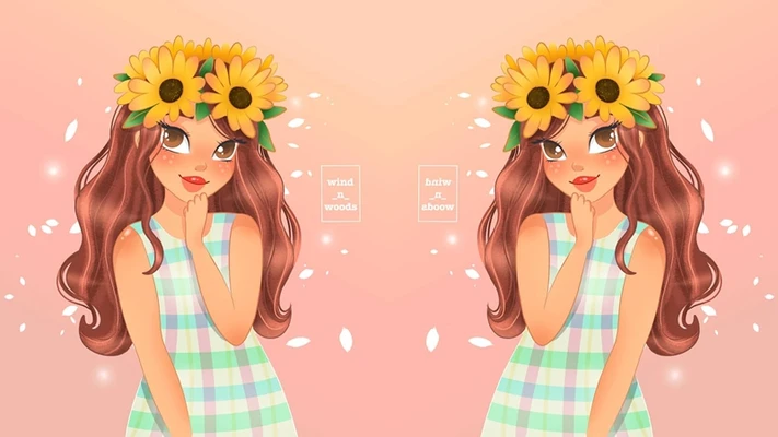 hai cô gái đang đội vòng hoa hướng dương trên đầu