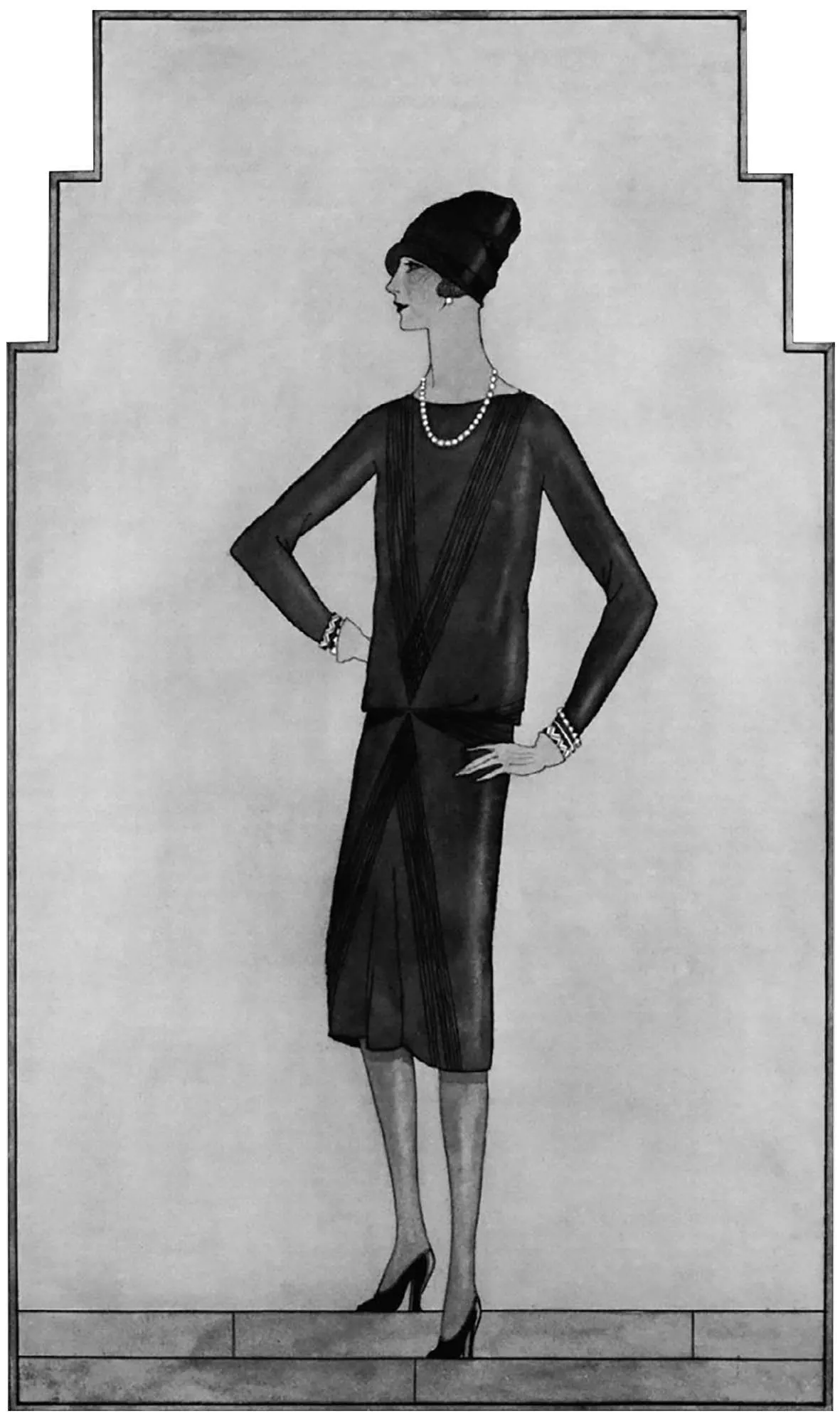 Tranh vẽ little black dress bởi Main Rousseau Bocher.