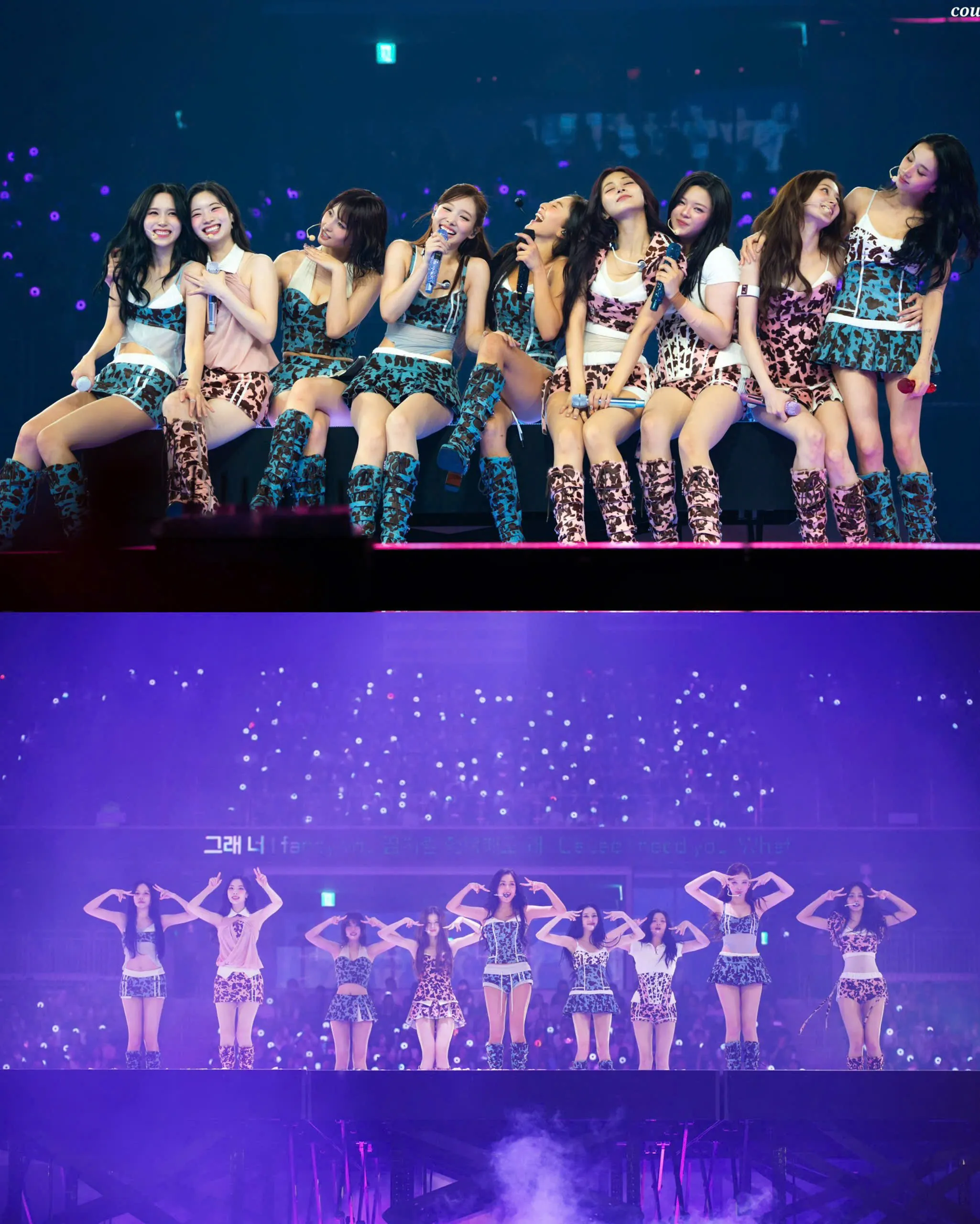 Nhóm nhạc nữ Twice tươi tắn, năng động trong bộ trang phục họa tiết da báo đồng điệu từ LSOUL khi biểu diễn.