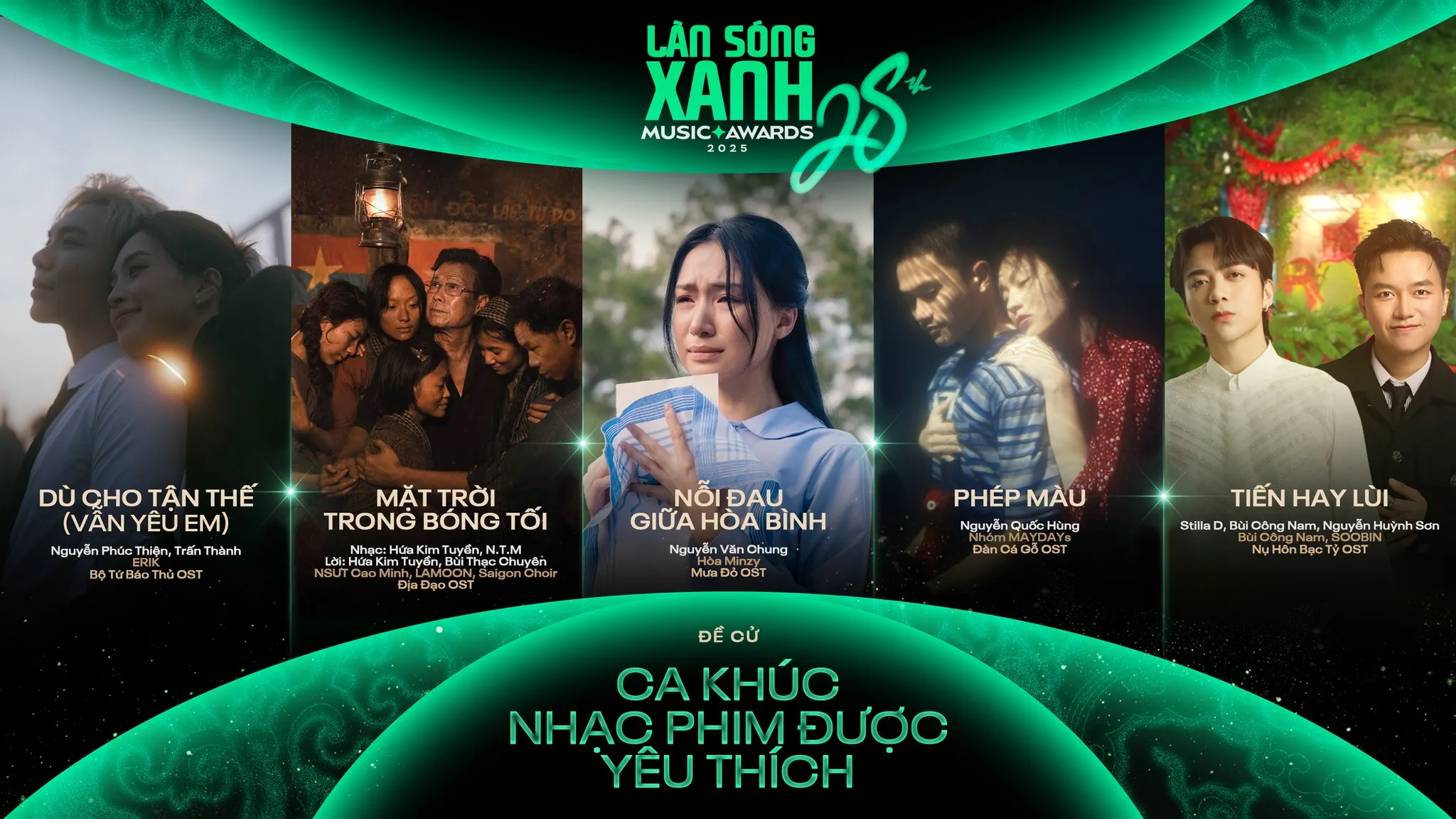 5 đề cử ca khúc nhạc phim yêu thích làn sóng xanh 2025