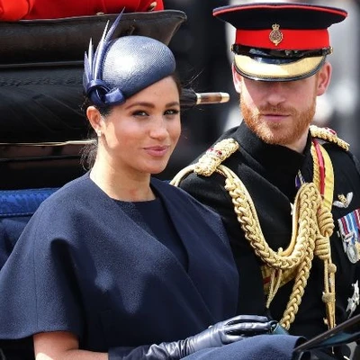 công nương meghan và hoàng tử harry trooping the colour 2019