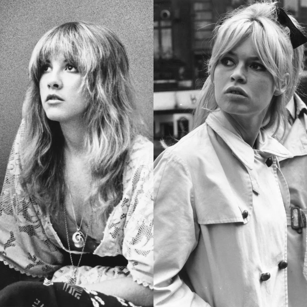 Hình ảnh Stevie Nicks và Brigitte Bardot với tóc mái đặc trưng.
