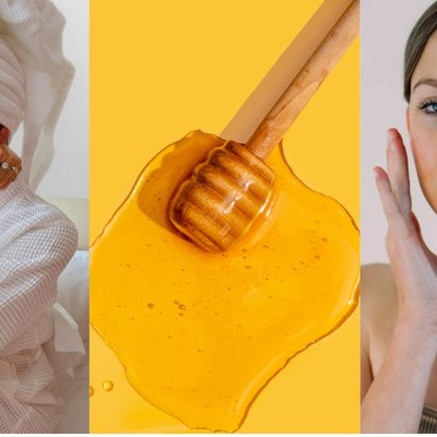 cô gái chăm sóc da với mật ong