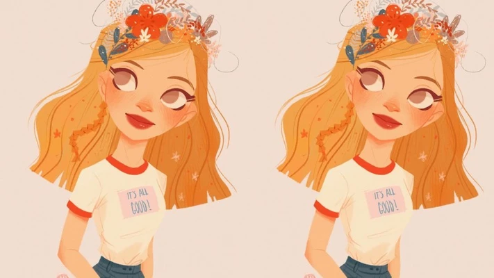 hai cô gái đang đội vòng hoa trên mái tóc vàng