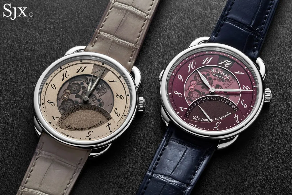 Đồng hồ Hermès CUT Le Temps Suspendu với chi tiết hoàn thiện tinh xảo, phản chiếu ánh sáng rực rỡ.