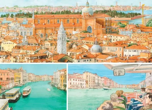 Venice hiện ra thật mềm mại qua những nét vẽ màu nước