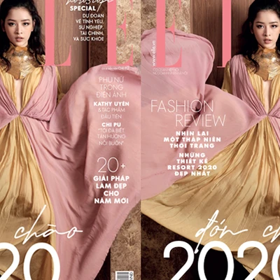 tạp chí phái đẹp ELLE Chi Pu mặc đầm hồng