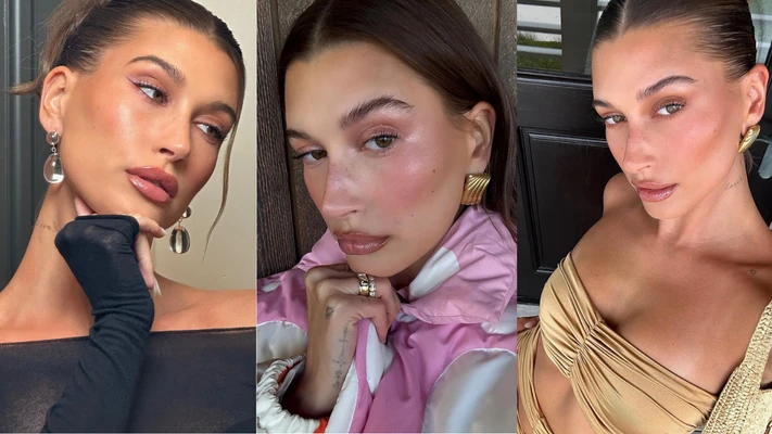 Hailey Bieber trong các layout makeup