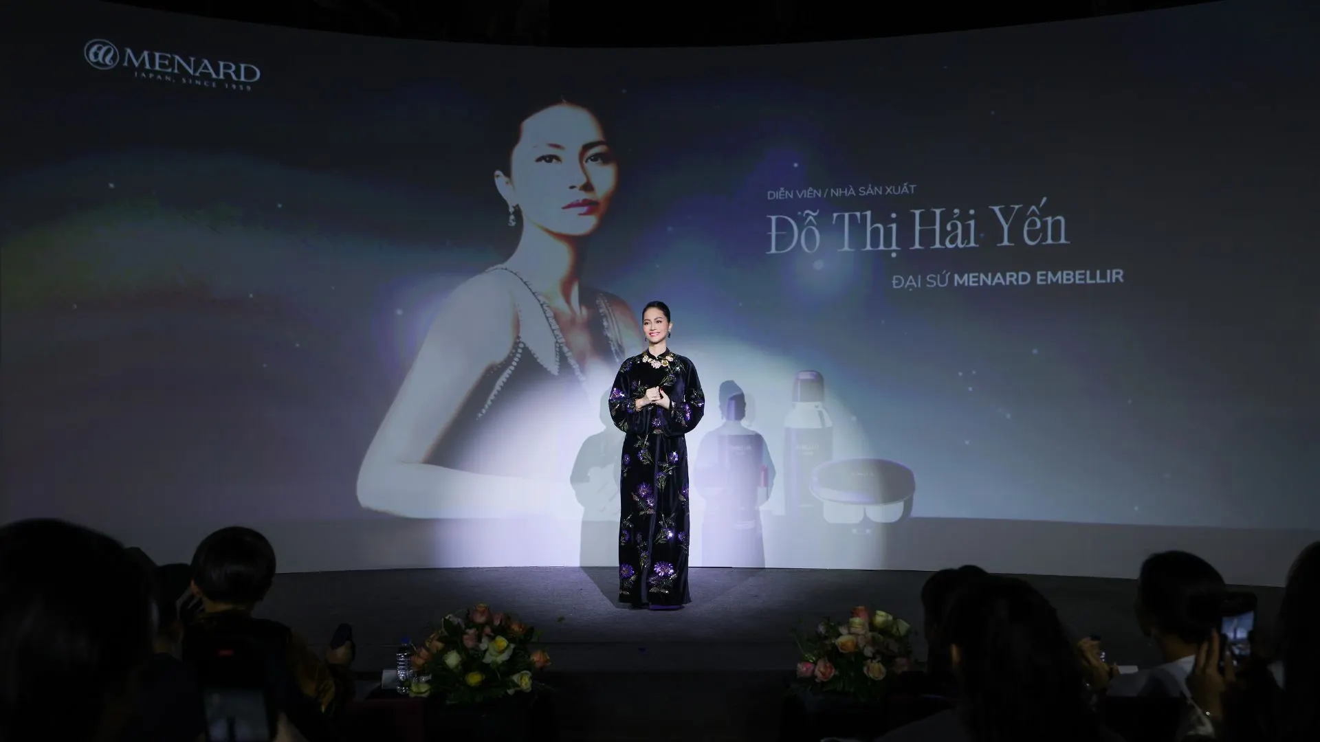 Hình ảnh diễn viên Đỗ Thị Hải Yến tại buổi ra mắt giới thiệu phim "1982" do Menard tổ chức.