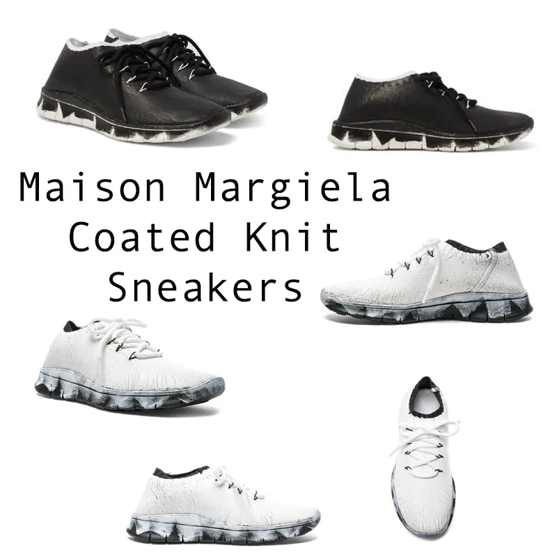 Bạn có nhớ chiếc đế giày huyền thoại của dòng Nike Free Flyknit, Maison Margiela Coated Knit chính là phiên bản cao cấp của Nike Free Flyknit 4.0 từ Maison Margiela. Vân là những chiếc đế giày của dòng Nike Free Flyknit, nhưng Maison Margiela Coated Knit có những chiếc đế giày cá tính hơn bởi hoạ tiết tạo cảm giác bạn vừa nhúng đôi sneaker của mình vào những thùng sơn và còn dính lại những vệt sơn trên đế giày.
