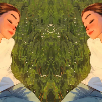 2 cô gái đang hòa mình vào thiên nhiên