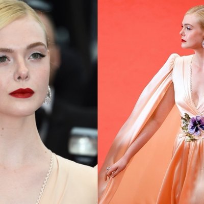 Elle Fanning diện đầm gucci màu vàng hoàng yến và trang sức chopard trên thảm đỏ cannes 2019