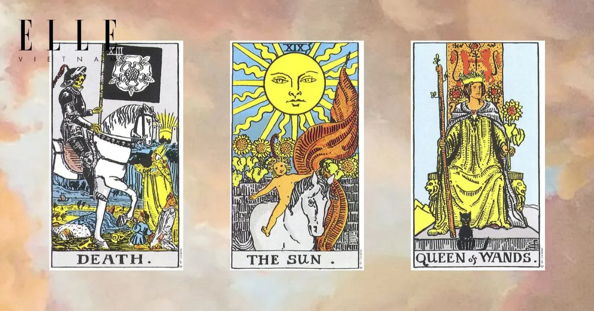 Bạn có các lá bài tarot: Death - The Sun - Queen of Wands