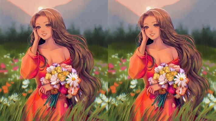 hai cô gái đang ôm bó hoa đứng giữa đồng hoa