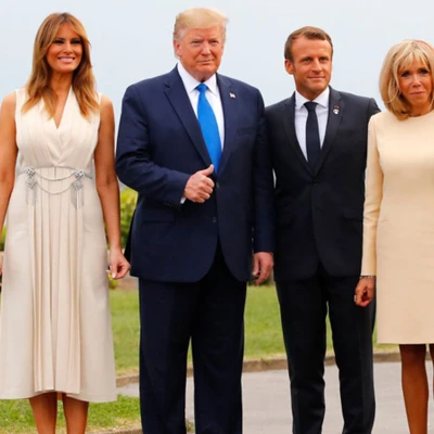 phu nhân melania trump và phu nhân brigitte macron ở hội nghị g7 cùng 2 tổng thống