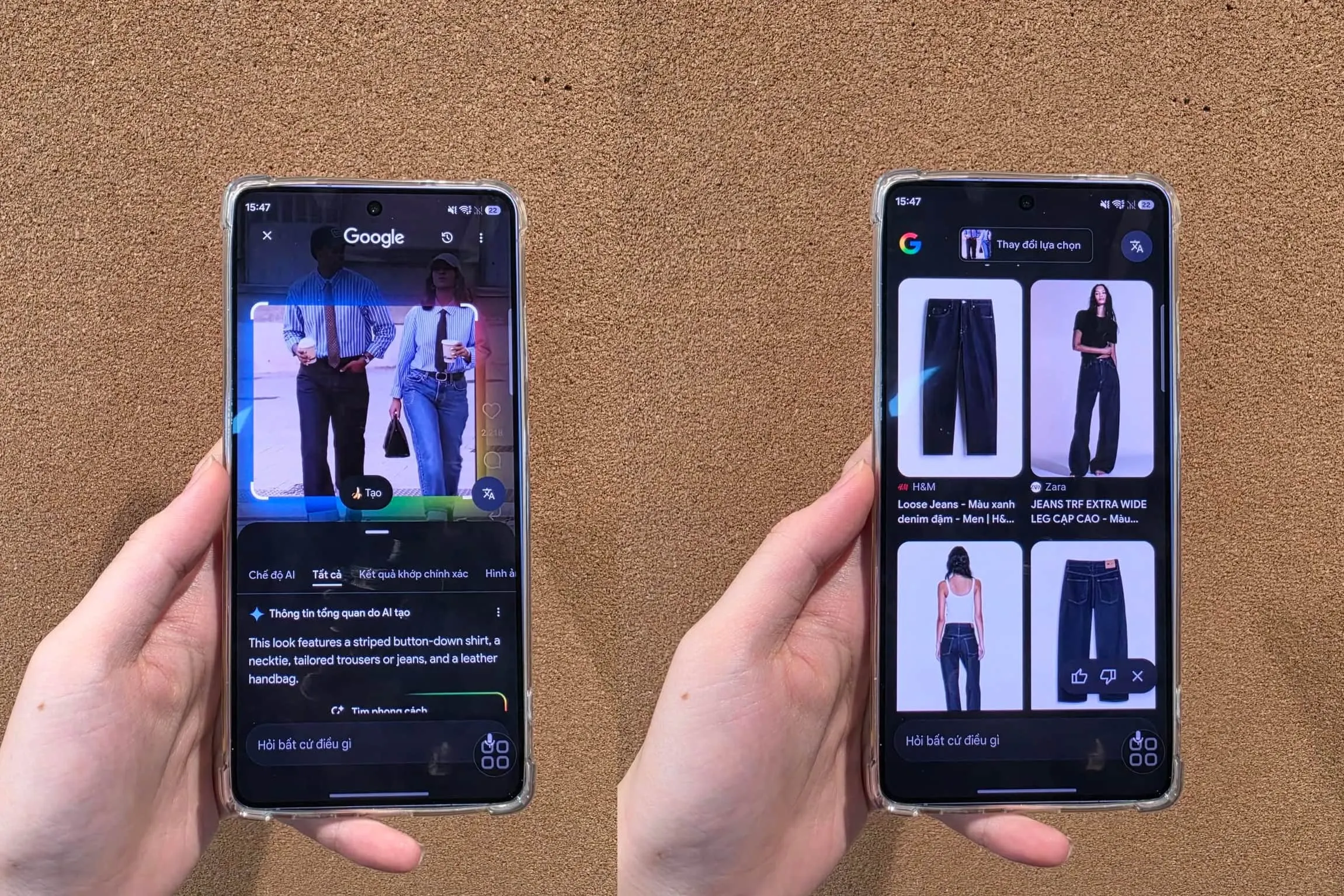Tính năng Circle to Search 3.0 trên Galaxy S26 Ultra giúp bạn tìm từng món đồ thời trang trong ảnh.
