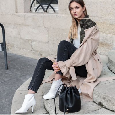 phối đồ với ankle boots màu trắng 2