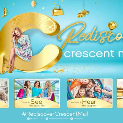 poster quảng cáo trung tâm thương mại crescent mall với diện mạo mới
