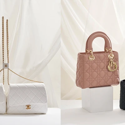 túi xách Chanel màu trắng và Lady Dior