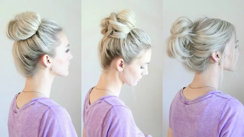 cách búi tóc messy bun 1