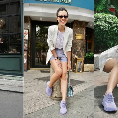 MC Hoàng Oanh diện sneakers FitFlop