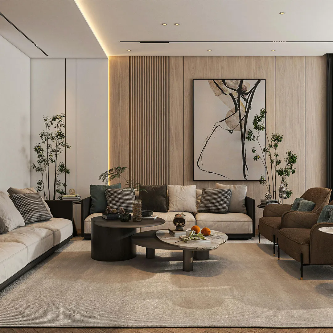 đặt sofa theo bố cục hình chữ U trong phòng khách