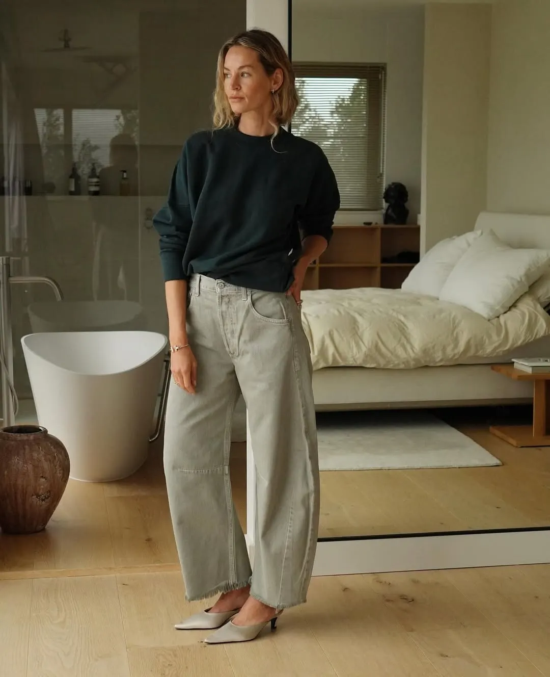 quần barrel jeans 