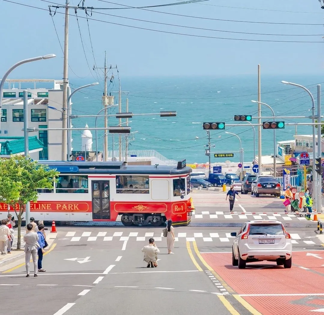 Các tuyến tàu Beach Train tại Haeundae Blueline Park - Busan.