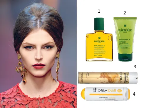 1&2: Bộ sản phẩm René Furterer gồm tinh dầu dưỡng tóc và da đầu và Dầu gội làm dày tóc 3. Keo xịt tóc Elnett với độ cứng cao. Tốc độ bay hơi của keo cao, giúp định hình tóc dễ dàng 4. Gel định hình cho tóc ngắn và vừa L'Oréal Professionnel 
