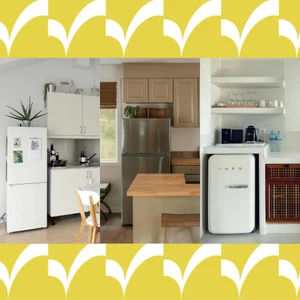 Tận dụng không gian phía trên tủ lạnh để bài trí.