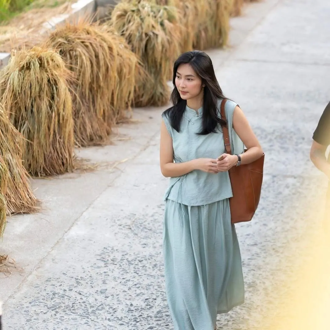 chân váy maxi vải đũi