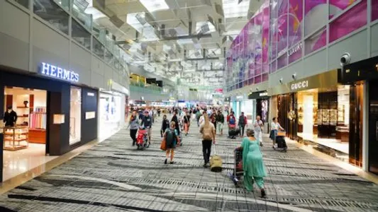 SINGAPORE - NOVEMBER 09, 2015: interior of Changi Airport. Singapore Changi Airport, is the primary
