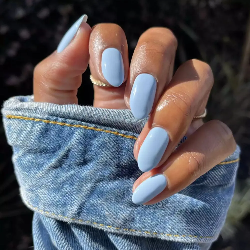 Nail cung Thiên Bình xanh pastel sơn trơn