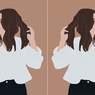 Hai cô gái tóc dài mặc áo sơ mi trắng