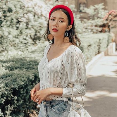 Băng đô nhung đỏ xinh xắn cho mùa Hè