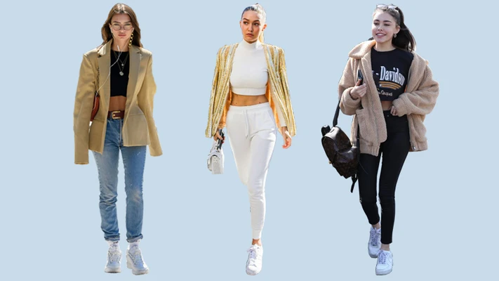 cách phối đồ với giày sneakers trắng từ sao hollywood