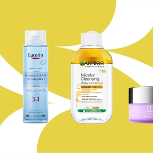 tẩy trang - tuýp gel tẩy trang của Curel, nước tẩy trang của Eucerin và Garnier, hũ sáp của Clinique