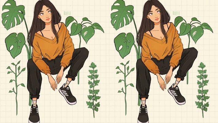 hai cô gái mặc áo vàng ngồi giữa những chiếc lá